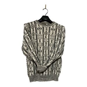 Vintage Chunky Patterned Crewneck Sweater - 100% Cotton